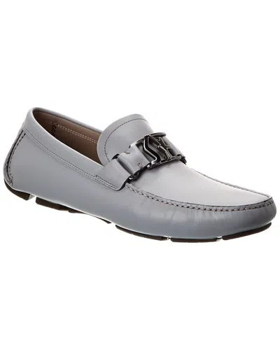Ferragamo Peter Leather Driver In Grey