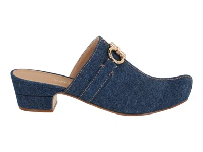 Pre-owned Ferragamo Phobos Denim Mules (women's) Sneakers In Blue