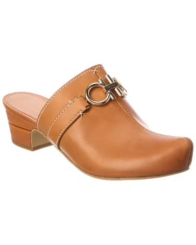 Ferragamo Phobos Leather Mule In Brown