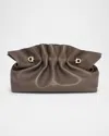 Ferragamo Piercing Medium Ruched Leather Shoulder Bag In Concrete