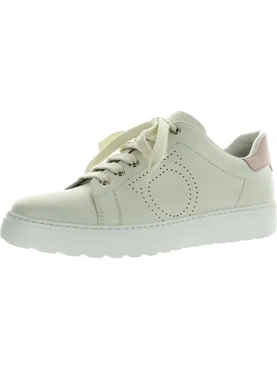 Ferragamo Pierre Womens Faux Leather Low Top Casual And Fashion Sneakers In White