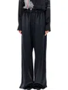 Ferragamo Gathered Satin Wide-leg Pajama Pants In Black