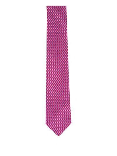 Ferragamo Pilican-pattern Tie In Pink