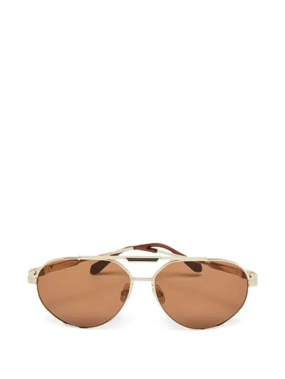 Pre-owned Ferragamo Pilot Sunglasses In Gold