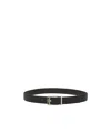 Ferragamo Square Buckle Reversible And Adjustable Grained Leather Belt In Black