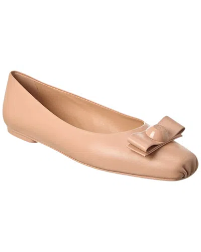 Ferragamo Pina Leather Ballerina Flat In Pink
