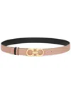 Ferragamo Pink And Black Gancini Reversible Leather Belt In Pink