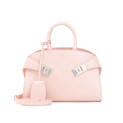 Ferragamo Pink Calf Leather Hug Mini Handbag