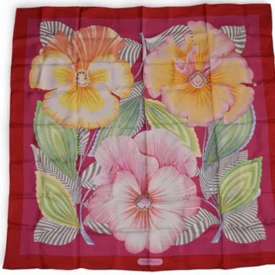 Pre-owned Ferragamo Pink Color Silk Scarf () In Multi