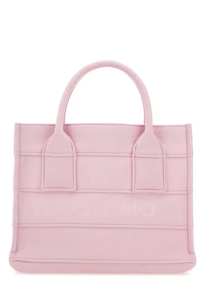 FERRAGAMO PINK FABRIC BEACH TOTE BAG