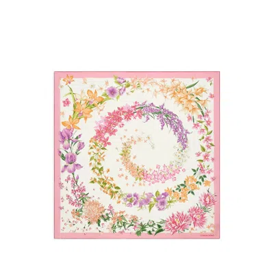 Ferragamo Pink Floral Scarf In Multi