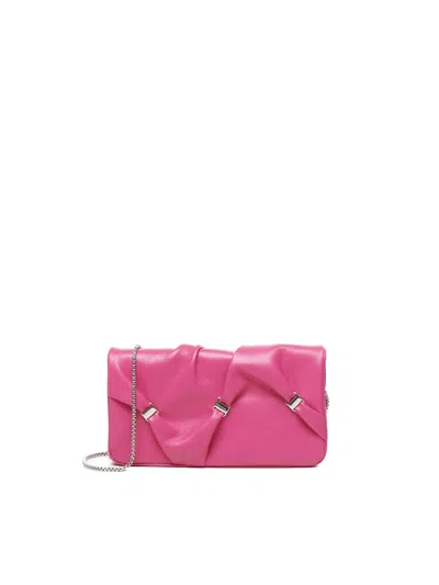FERRAGAMO FERRAGAMO PINK LAMBSKIN WALLET WITH SHOULDER STRAP