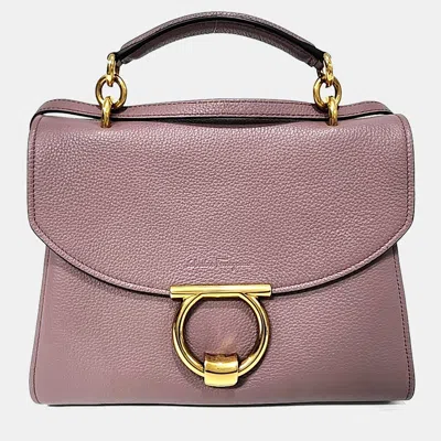 Pre-owned Ferragamo Pink Leather Gancini Margot Top Handle Medium