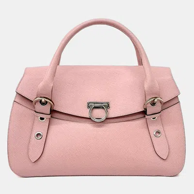 Pre-owned Ferragamo Pink Leather Gancini Tote Bag
