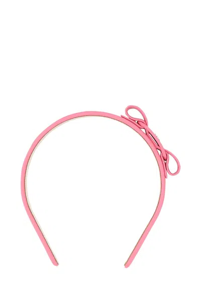 Ferragamo Pink Leather Hair Band In Multicolor