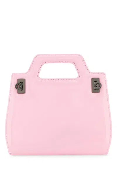 FERRAGAMO PINK LEATHER MINI WANDA HANDBAG