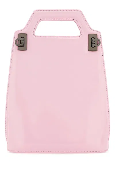 FERRAGAMO PINK LEATHER MINI WANDA HANDBAG