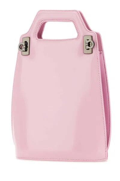 Ferragamo Pink Leather Mini Wanda Handbag In Bubblegu