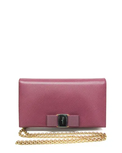 Pre-owned Ferragamo Pink Leather Shoulder Wallet (authentic Pre-loved)