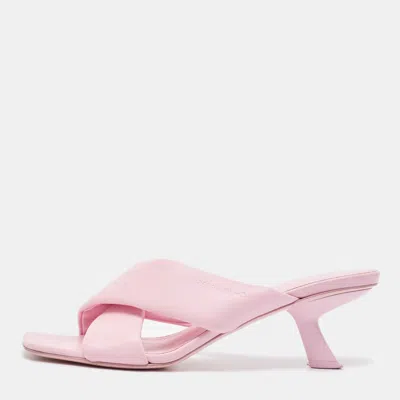 Pre-owned Ferragamo Pink Leather Slide Sandals Size 41