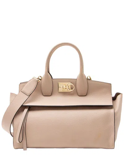Ferragamo Pink Leather Studio Large Satchel (authentic Pre-loved) In Neutral