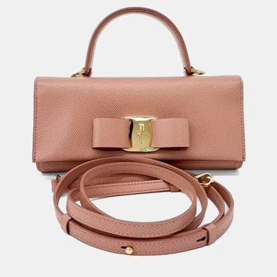 Pre-owned Ferragamo Pink Leather Tote And Crossbody Bag