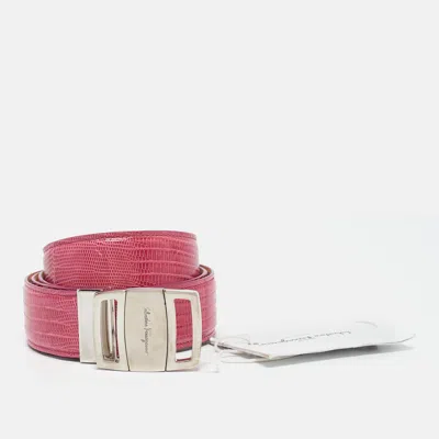 Pre-owned Ferragamo Pink Lizard Adjustable Belt 105cm