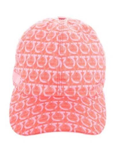 Pre-owned Ferragamo Pink Patterned Cap W/tags