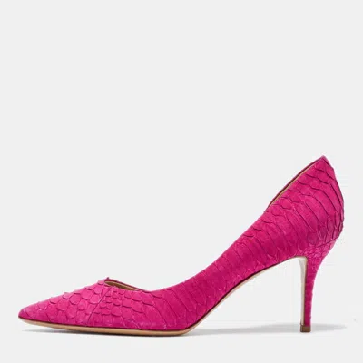 Pre-owned Ferragamo Pink Python D'orsay Pumps Size 40