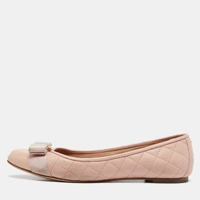 Ferragamo Pink Quilted Leather Varina Ballet Flats