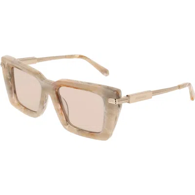 Ferragamo Pink Rectangular Ladies Sunglasses Sf2089s 026 52 In Neutral