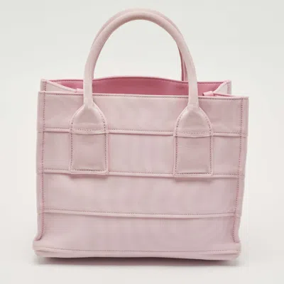 Pre-owned Ferragamo Pink Signature Fabric Logo Small Tote
