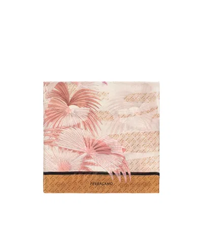 Ferragamo Pink Silk Scarf With Print