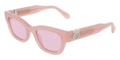 Ferragamo Pink Square Ladies Sunglasses Sf2067s 662 52 In Brown