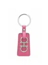 Ferragamo Keyring With Metal Detailing And Textured Surface In Pink