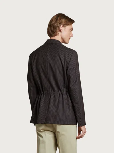 Ferragamo Pinstriped Blazer In Black
