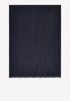 Ferragamo Pinstriped Cashmere Scarf In Navy