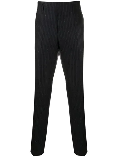 Ferragamo Pinstriped Straight-leg Trousers In Blue