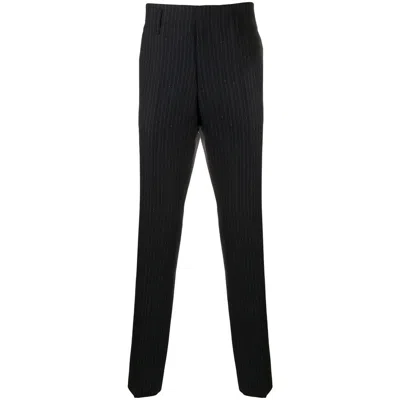 Ferragamo Pinstriped Straight-leg Trousers In Blue