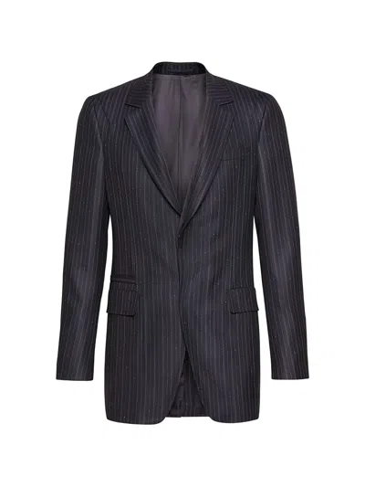 Ferragamo Pinstripe-pattern Single-breasted Blazer In Animal Print