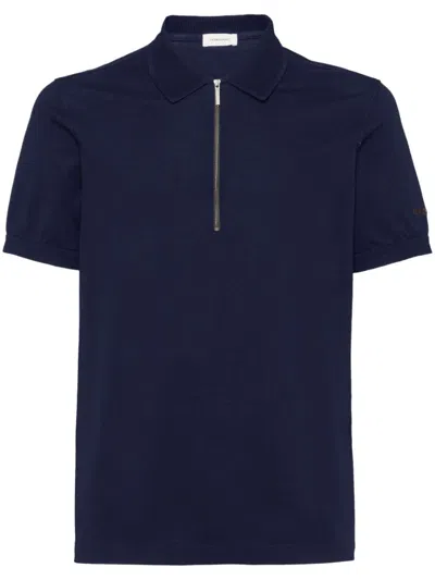 Ferragamo Half-zipped Short-sleeved Polo Shirt In Blue