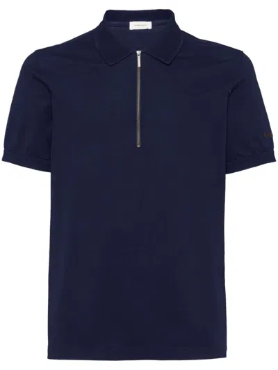Ferragamo Piquet Cotton Polo Shirt In Blue