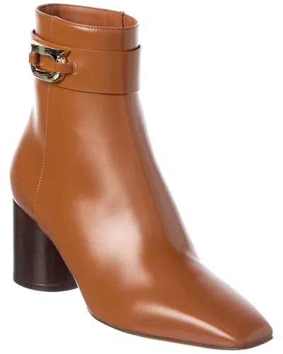 Ferragamo Placida Leather Bootie In Brown