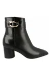 Ferragamo Placida Leather Booties In Black