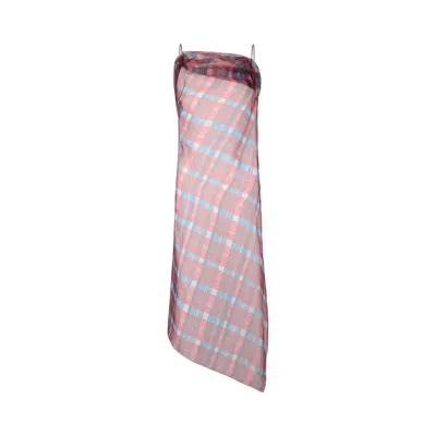 Pre-owned Ferragamo Plaid Asymmetrical Dress 'pink' | Women's Size 40