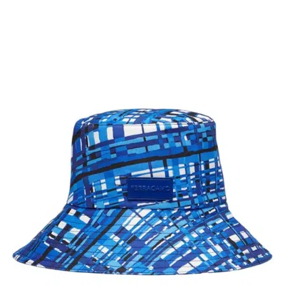 Ferragamo Plaid Cotton Bucket Hat In Multi