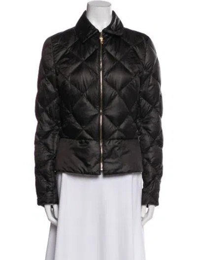 Pre-owned Ferragamo Plaid Print Down Jacket In Black