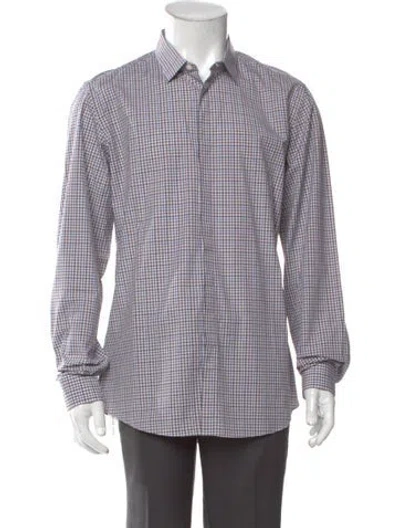 Pre-owned Ferragamo Plaid Print Long Sleeve Dress Shirt In Neutral