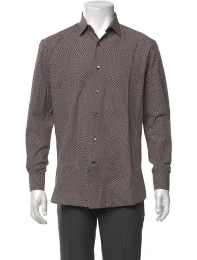 Pre-owned Ferragamo Plaid Print Long Sleeve Shirt In Black