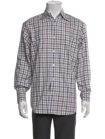 Pre-owned Ferragamo Plaid Print Long Sleeve Shirt In Neutral